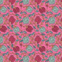 Tissu cretonne - Chaï rose