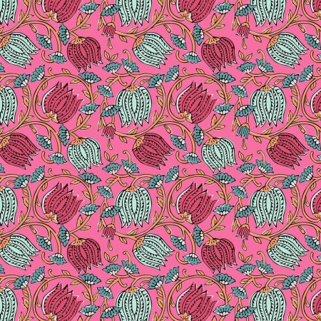 Tissu cretonne - Chaï rose