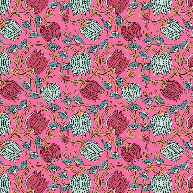 Tissu cretonne - Chaï rose