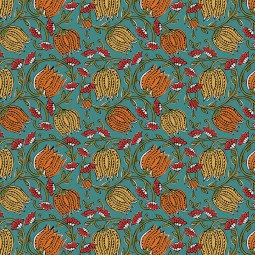 Tissu cretonne - Chaï bleu