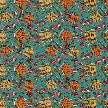 Tissu cretonne - Chaï bleu