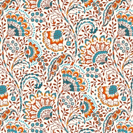 Tissu cretonne - Masala bleu