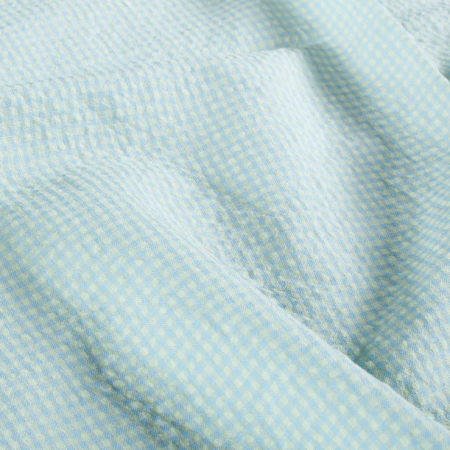Tissu seersucker - Mini vichy bleu clair