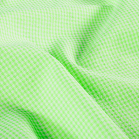 Tissu seersucker - Mini vichy vert fluo
