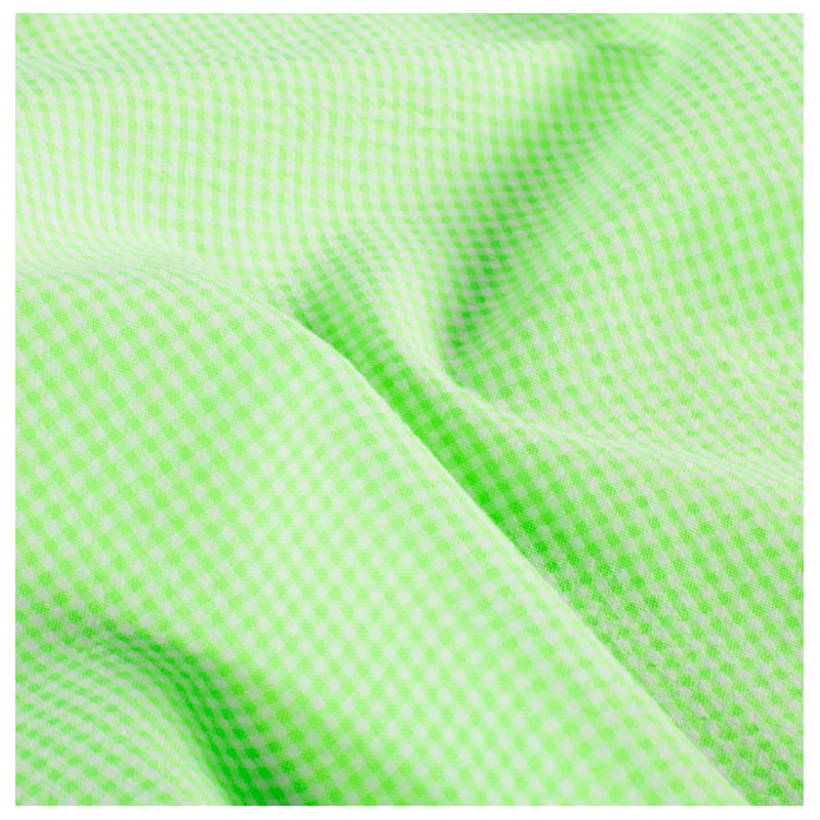 Tissu seersucker - Mini vichy vert fluo