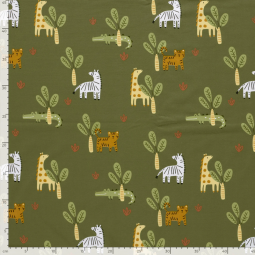 Tissu jersey - Girafes vert kaki
