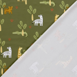 Tissu jersey - Girafes vert kaki