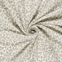 Tissu double gaze - Fleurs blanc cassé