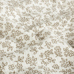 Tissu double gaze - Fleurs blanc cassé