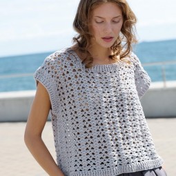 Kit de crochet - T-shirt ajouré - Cotton-camel