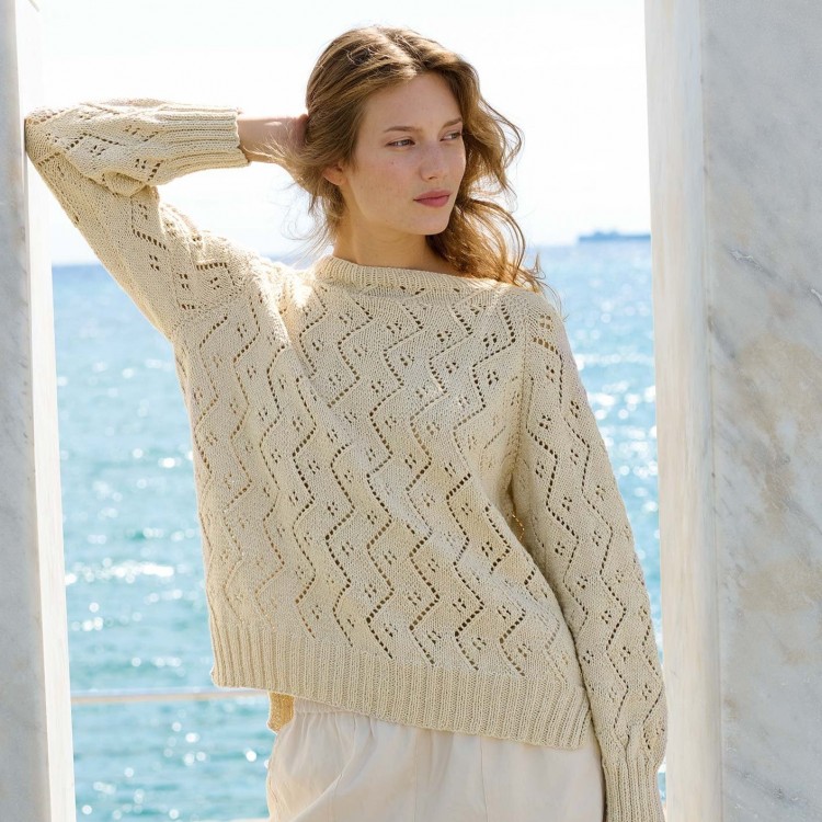 Kit de tricot - Pull ajouré - Cotton-camel