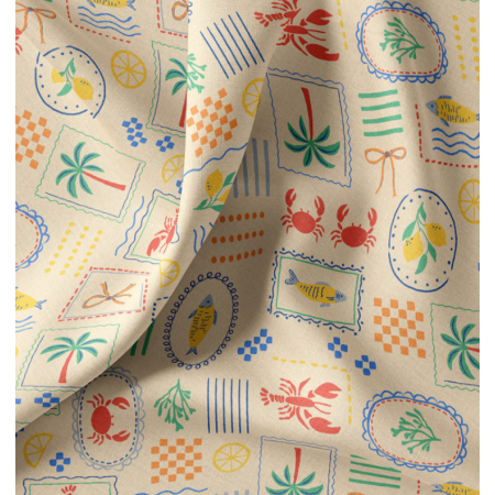 Tissu coton enduit - Cagliari écru