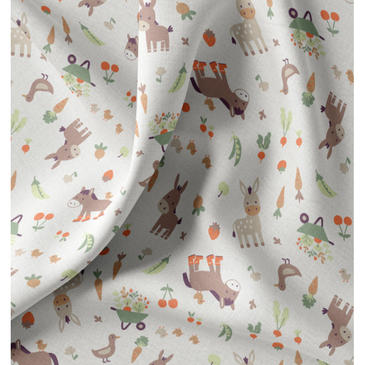 Tissu coton - Baudet écru gris