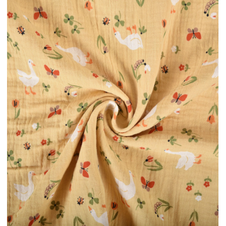 Tissu double gaze - Jacot jaune