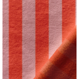 Tissu éponge Bambou velours - Rayée rose rouge