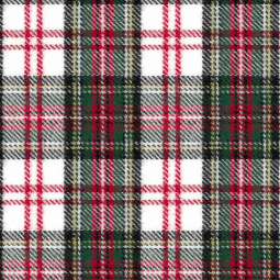 Tissu flanelle - Carreaux blanc vert rouge