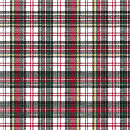 Tissu tartan - Carreaux blanc vert rouge