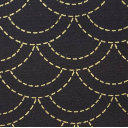 Tissu sashiko préimprimé - Eventail marine