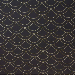 Tissu sashiko préimprimé - Eventail marine