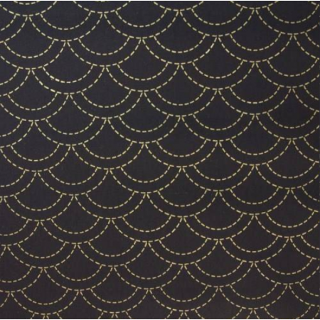 Tissu sashiko préimprimé - Eventail marine