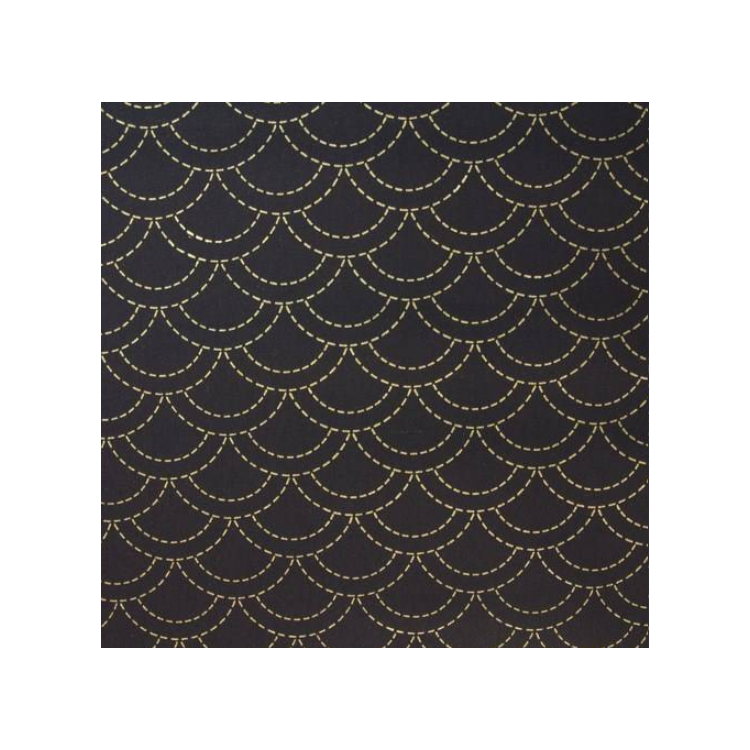 Tissu sashiko préimprimé - Eventail marine