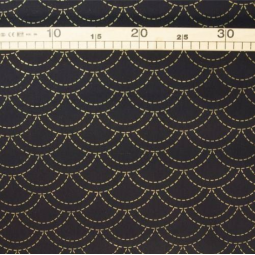 Tissu sashiko préimprimé - Eventail marine