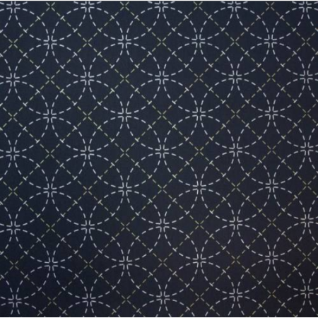 Tissu sashiko préimprimé - Shippo marine