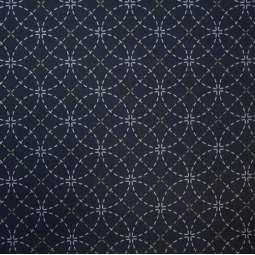 Tissu sashiko préimprimé - Shippo marine