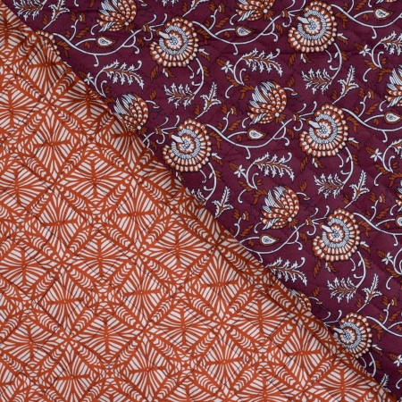 Tissu matelassé double face - Cachemire bordeaux