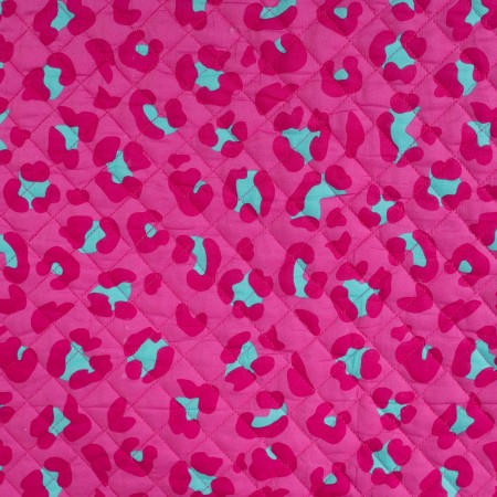 Tissu matelassé double face - Léopard fuchsia