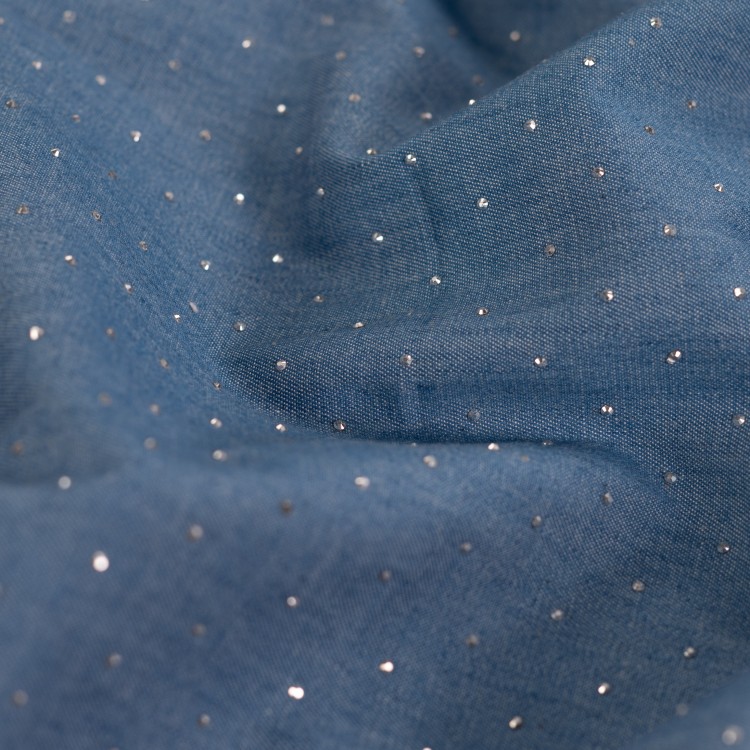 Tissu coton - Denim strass
