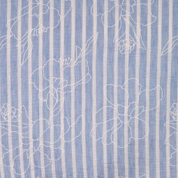 Tissu gaze - Rayures brodées