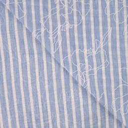 Tissu gaze - Rayures brodées