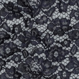 Tissu dentelle - Fleurs Marine