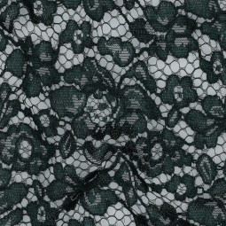 Tissu dentelle - Fleurs Vert foncé