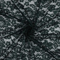 Tissu dentelle - Fleurs Vert foncé