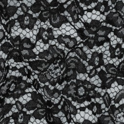 Tissu dentelle - Fleurs Noir