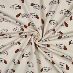 Tissu sweat - Chiens marron rose