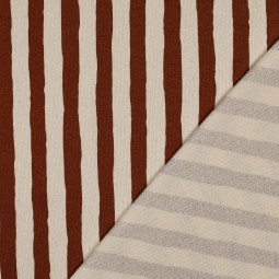 Tissu jersey côtelé - Rayures marron écru