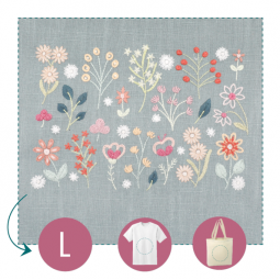 Kit de broderie - Easy custo - Planche fleurie Flora