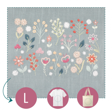 Kit de broderie - Easy custo - Planche fleurie Flora