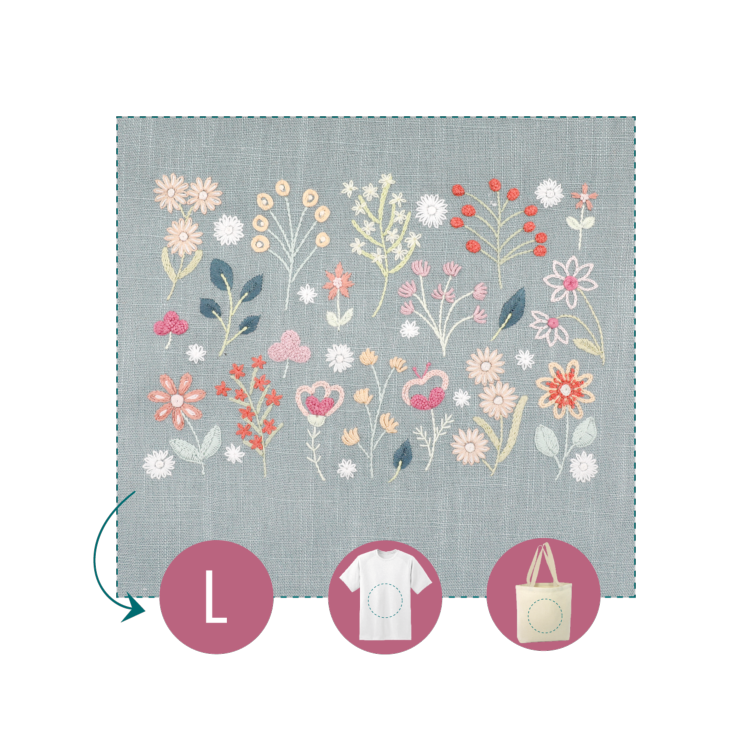 Kit de broderie - Easy custo - Planche fleurie Flora