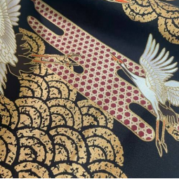 Tissu japonais - Naka 1750 - Grue noir