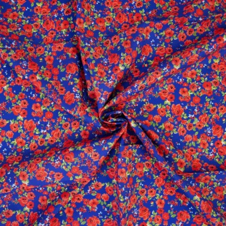 Tissu Katia fabrics - Popeline de coton - Floral bleu marine