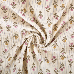 Tissu double gaze - Aesa blanc vert