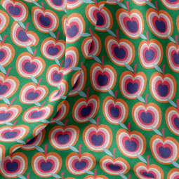Tissu demi natte - Grann vert rouge