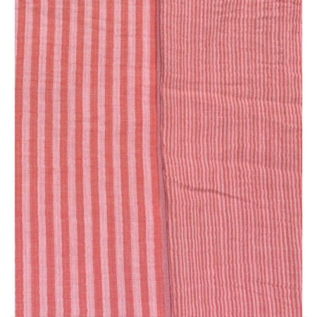 Tissu double gaze - Stripes rose cerise