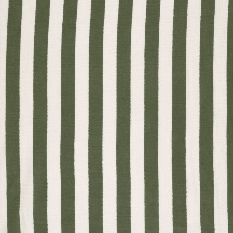 Tissu double gaze - Rayures vert kaki