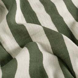 Tissu double gaze - Rayures vert kaki