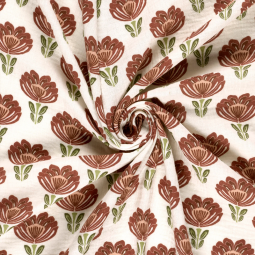 Tissu double gaze - Tulipe blanc cassé